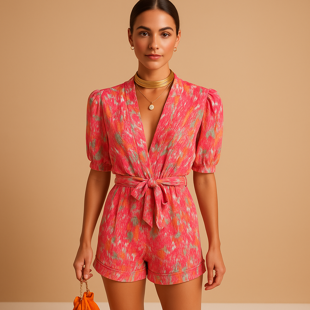 Korte jumpsuit dames met riem en flatterende pasvorm | Mila