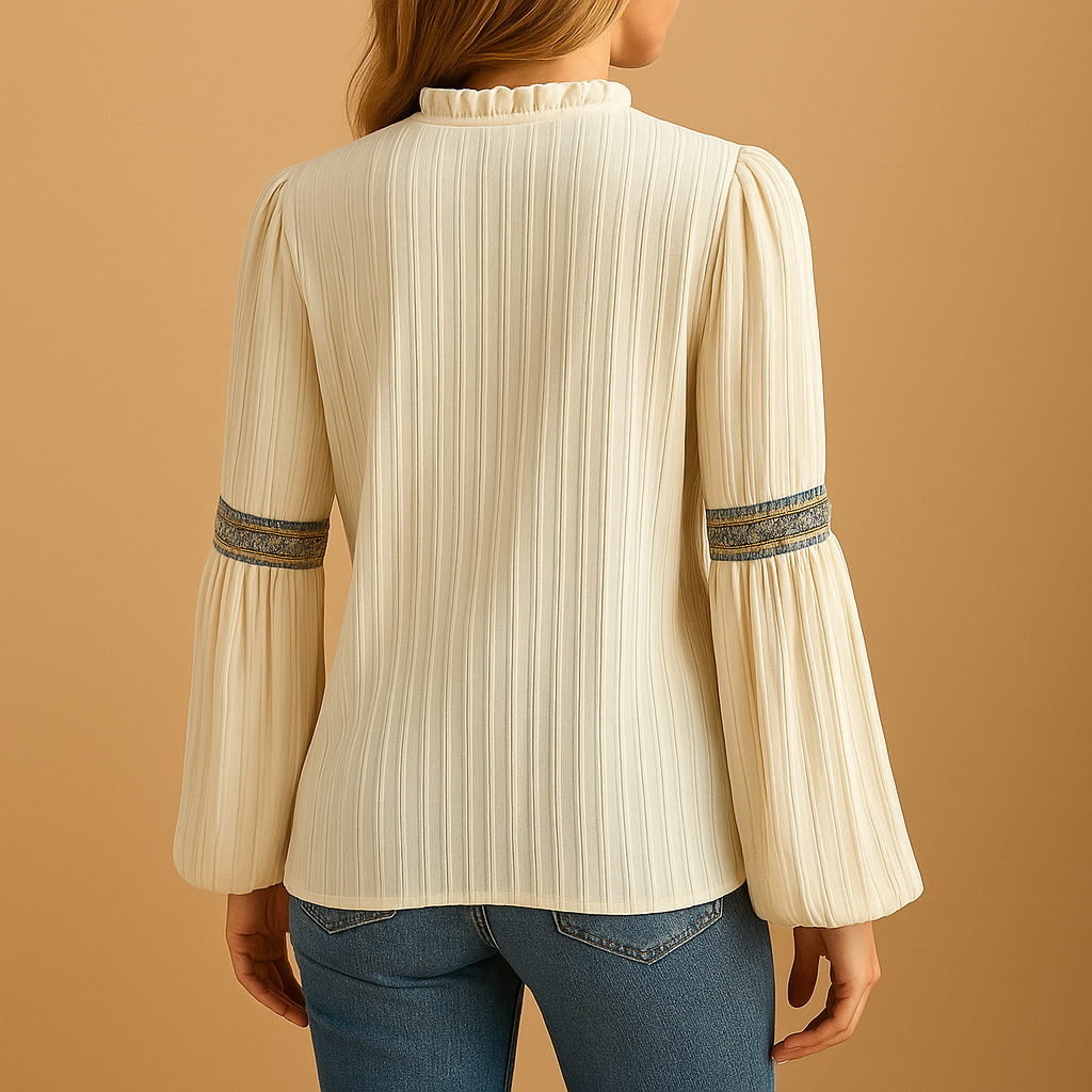 Nadine | Elegante blouse met kant en lantaarnmouwen voor dames
