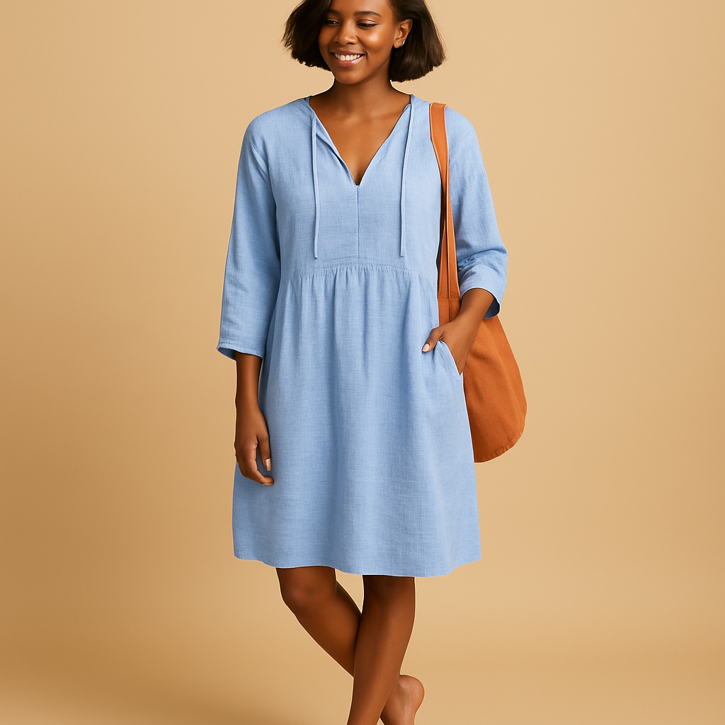 Karyl | Zomerjurk midi voor dames met knielengte en korte mouwen
