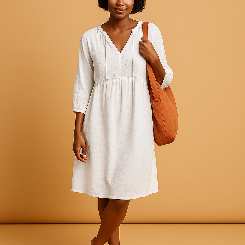 Karyl | Zomerjurk midi voor dames met knielengte en korte mouwen
