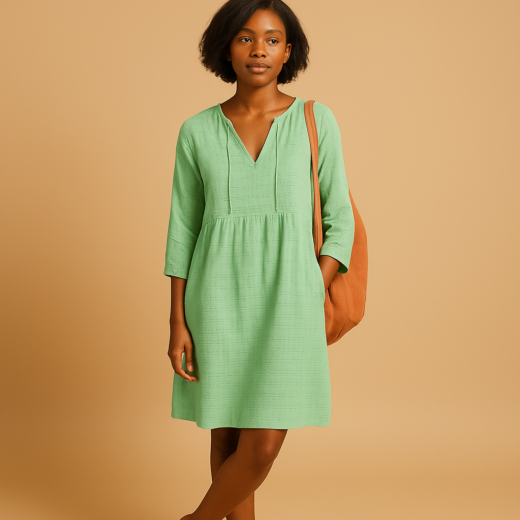 Karyl | Zomerjurk midi voor dames met knielengte en korte mouwen