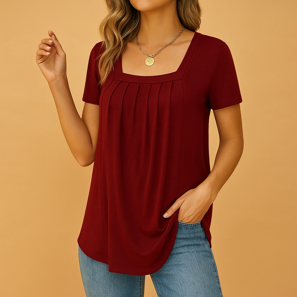 Yinte | Blouse met vierkante hals en losse pasvorm voor dames