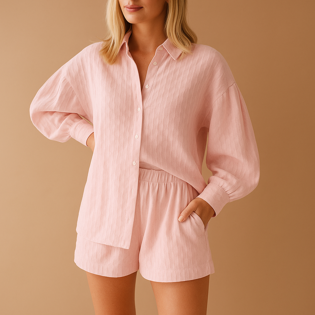 Luchtige blouse en short set voor dames | Veerle