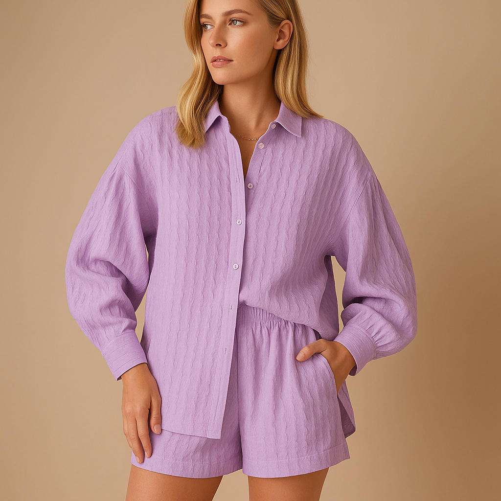 Luchtige blouse en short set voor dames | Veerle