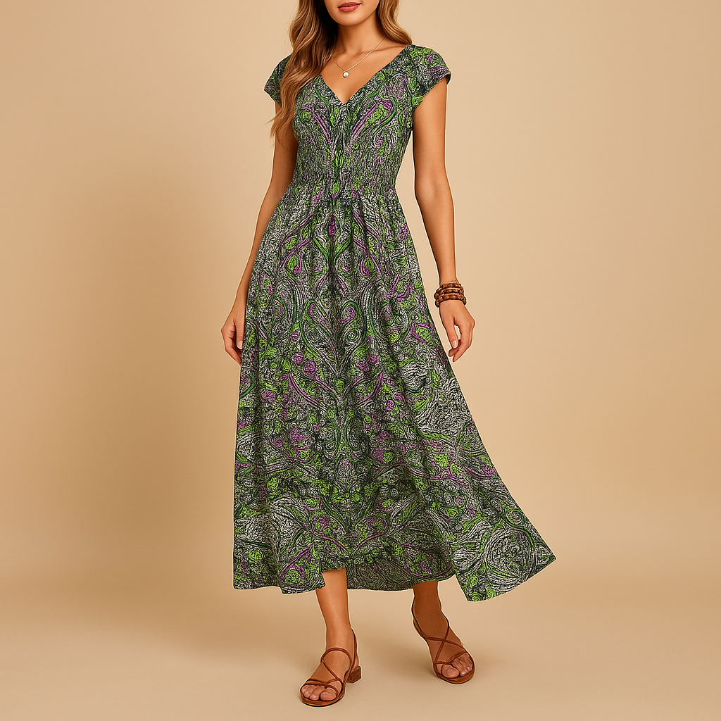 Boho maxi zomerjurk met levendige kleuren voor dames | Jente