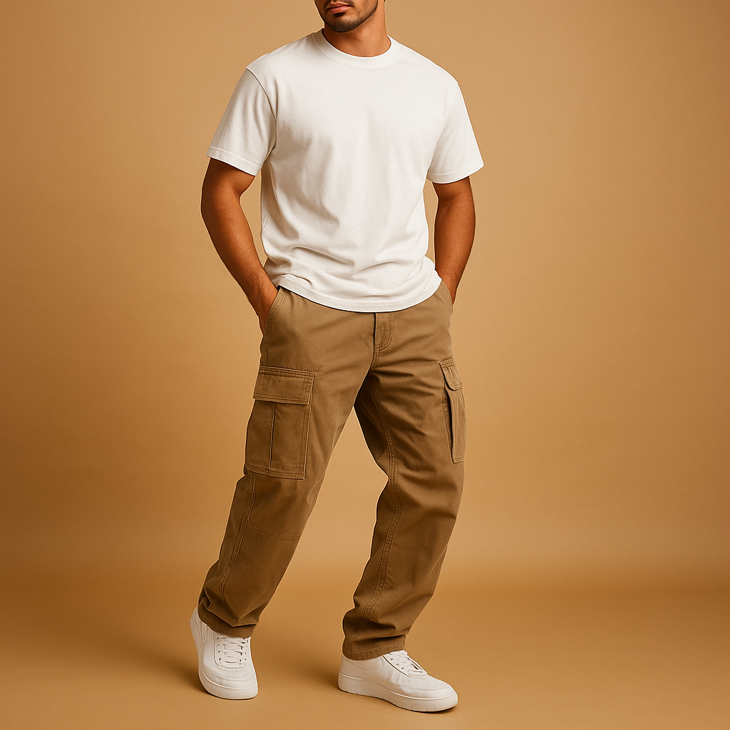Regular fit cargo broek voor heren met zakken | Milan