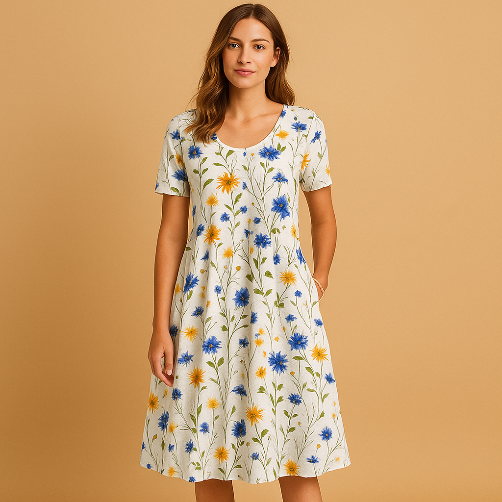 Casual bloemenjurk van katoen voor dames | Lianne