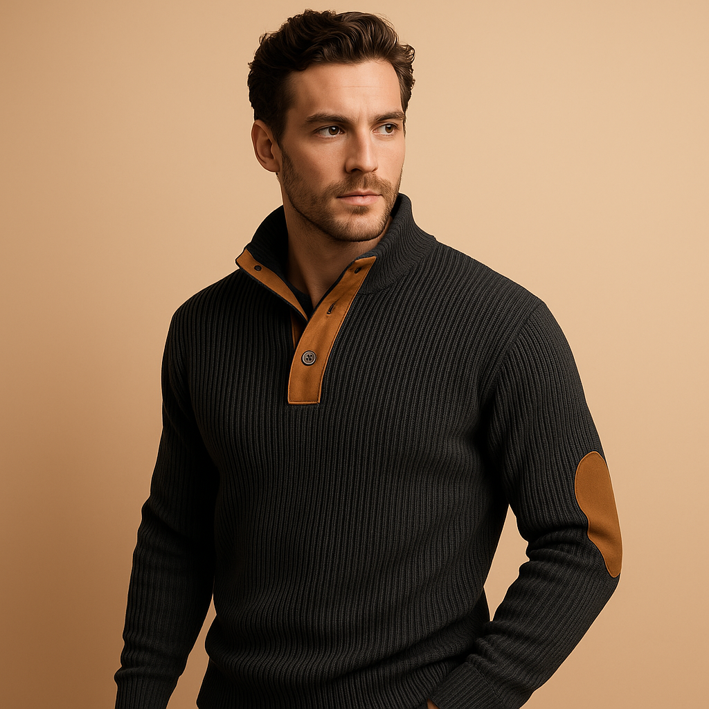 Casual geribd sweatshirt met kraag voor heren | Milan