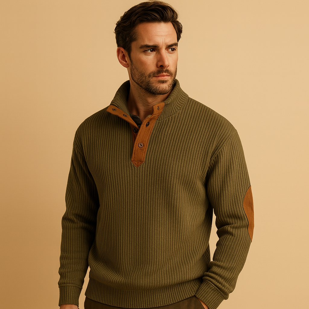 Casual geribd sweatshirt met kraag voor heren | Milan