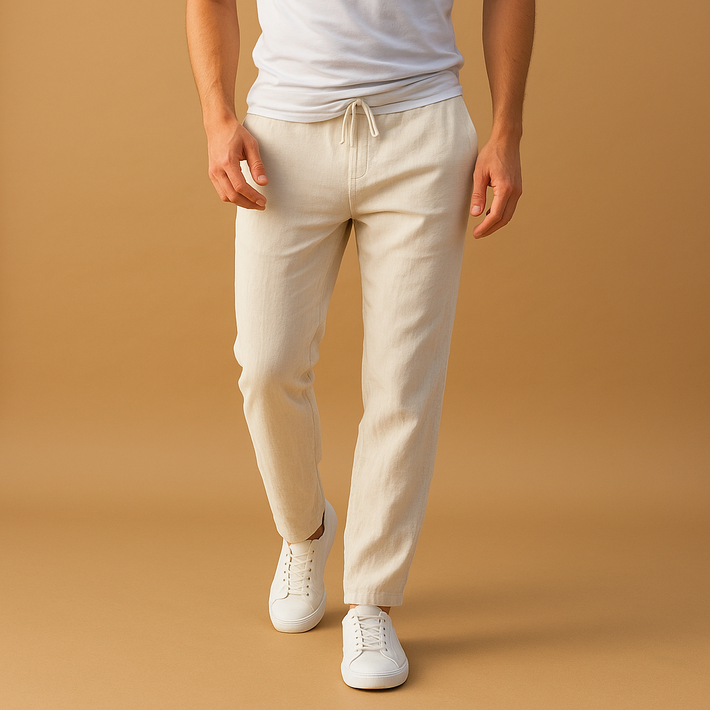 Casual katoenen broek met elastische tailleband voor heren | Jurre