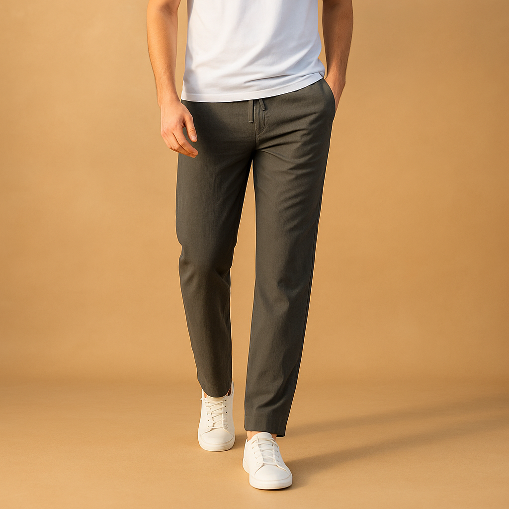 Casual katoenen broek met elastische tailleband voor heren | Jurre
