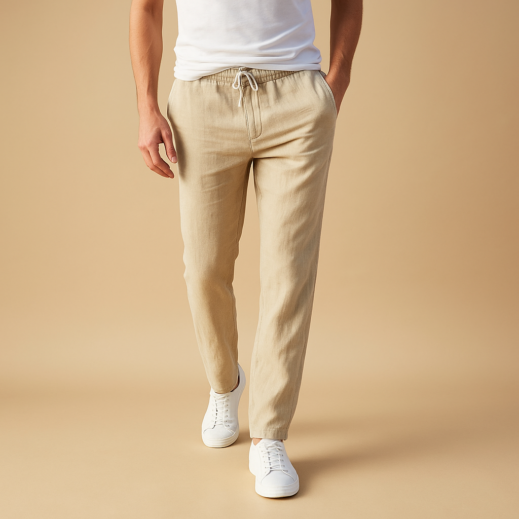 Casual katoenen broek met elastische tailleband voor heren | Jurre