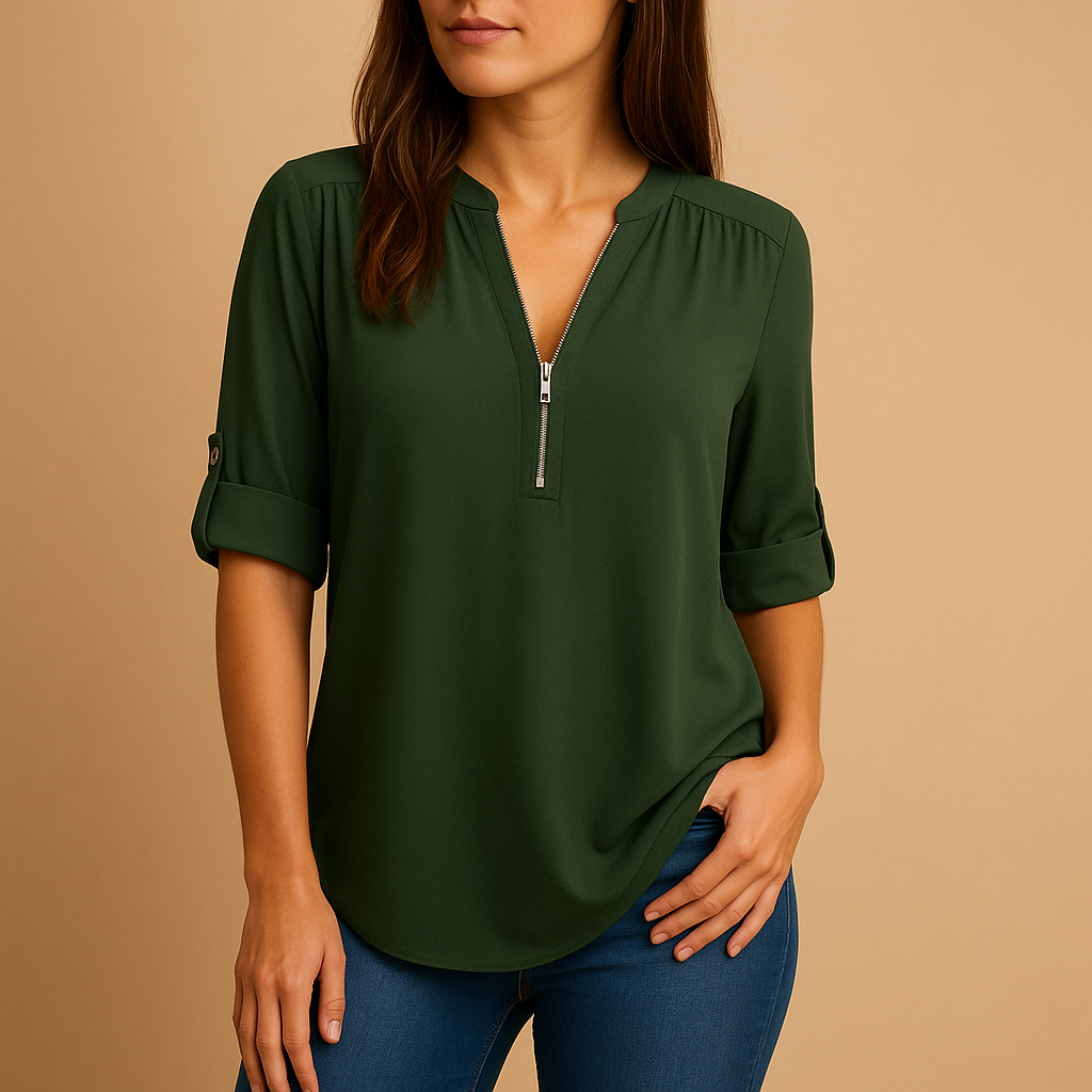 Elegante blouse met V-hals en ademend design voor dames | Danisha