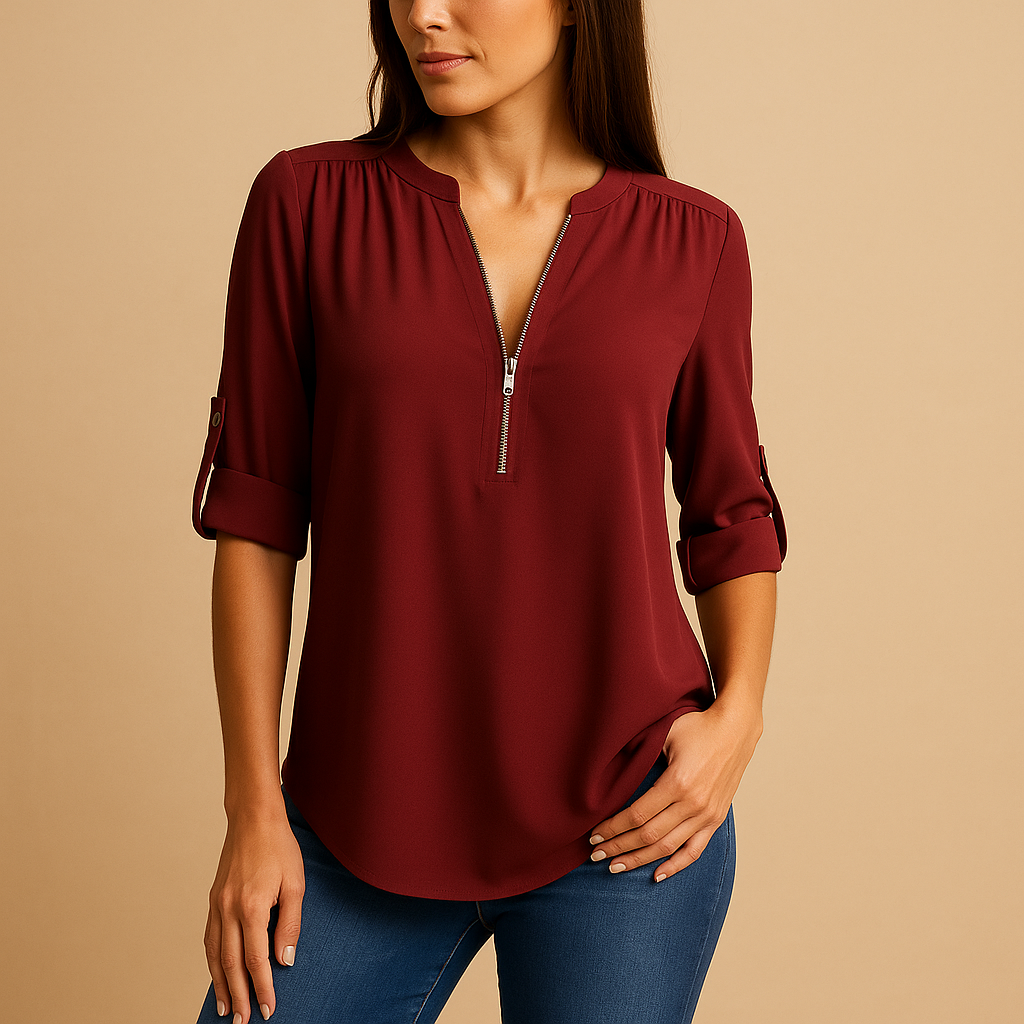 Elegante blouse met V-hals en ademend design voor dames | Danisha