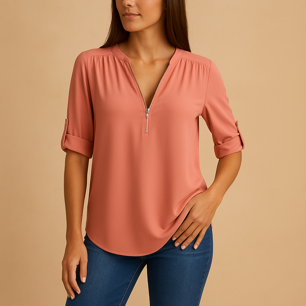 Elegante blouse met V-hals en ademend design voor dames | Danisha