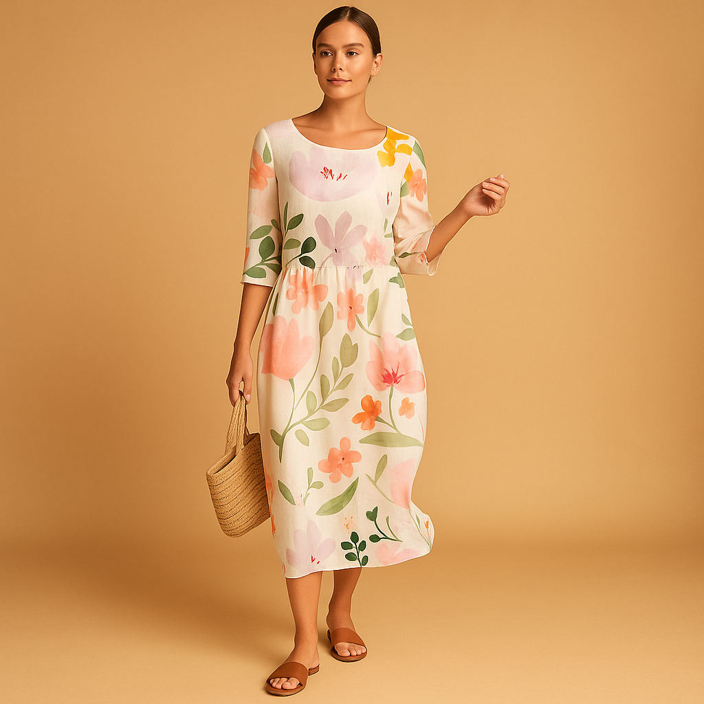 Elegante flowy midi-jurk voor dames | Maëlle