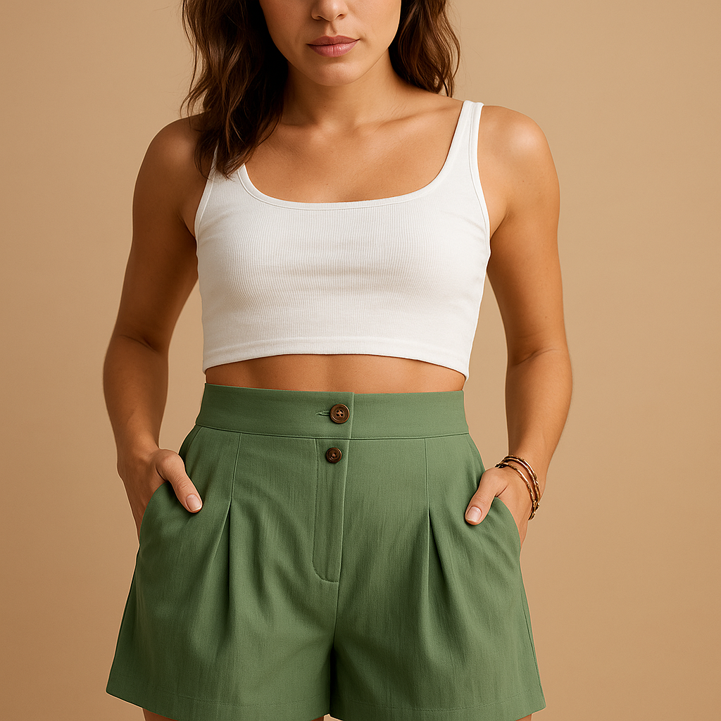 Elegante korte broek met knoopdetail voor dames | Orla