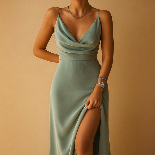 Elegant maxiklänning för kvinnor med V-ringning | Yara