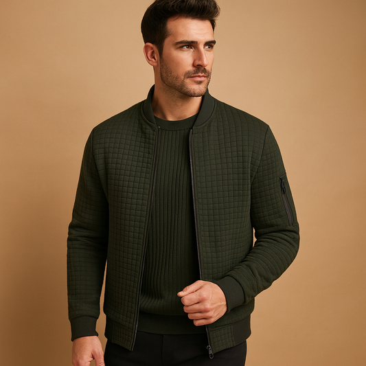 Herrstickad tröja med halv dragkedja | Koen