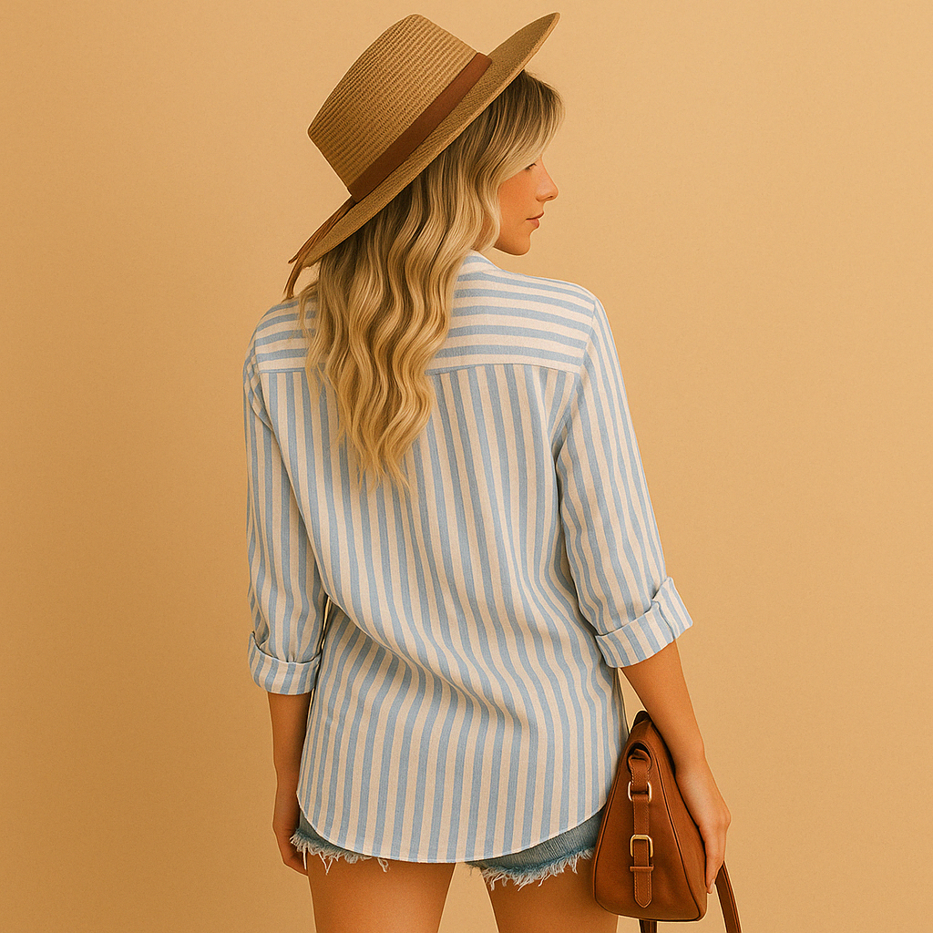 Gestreepte blouse met elegante pasvorm voor dames | Elise