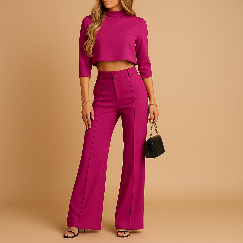 Getailleerde herfstset met top en broek voor dames | Mareen