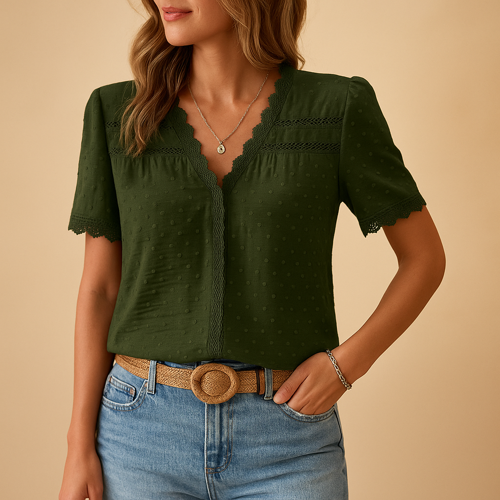 Noëlle | Kanten blouse met V-hals voor dames