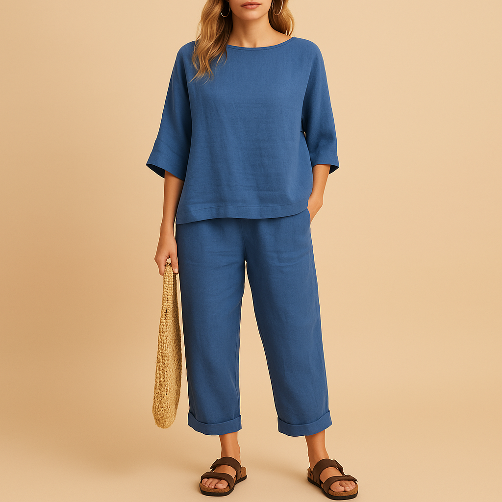 Luchtige dames set met los vallend shirt en enkellange broek | Kiana