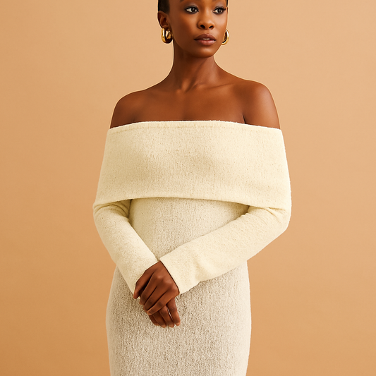 Sommarklänning med bar axel och elegant passform för kvinnor | Joannah