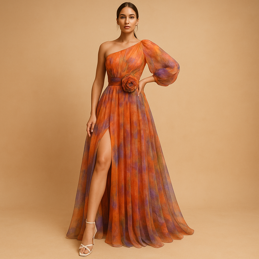 One-shoulder strandjurk met split voor dames | Isla