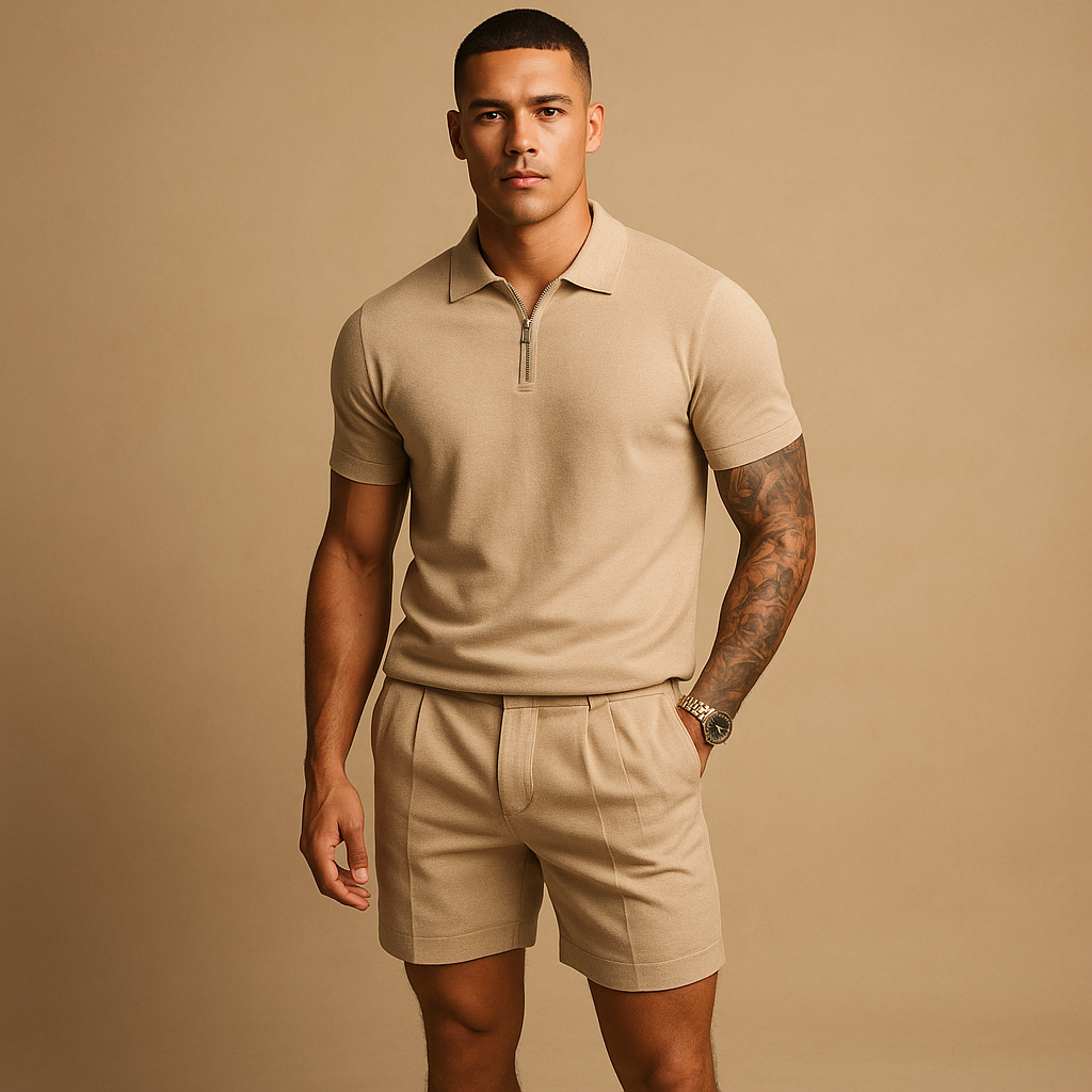 Streetwear set met overhemd en short voor heren | Bram