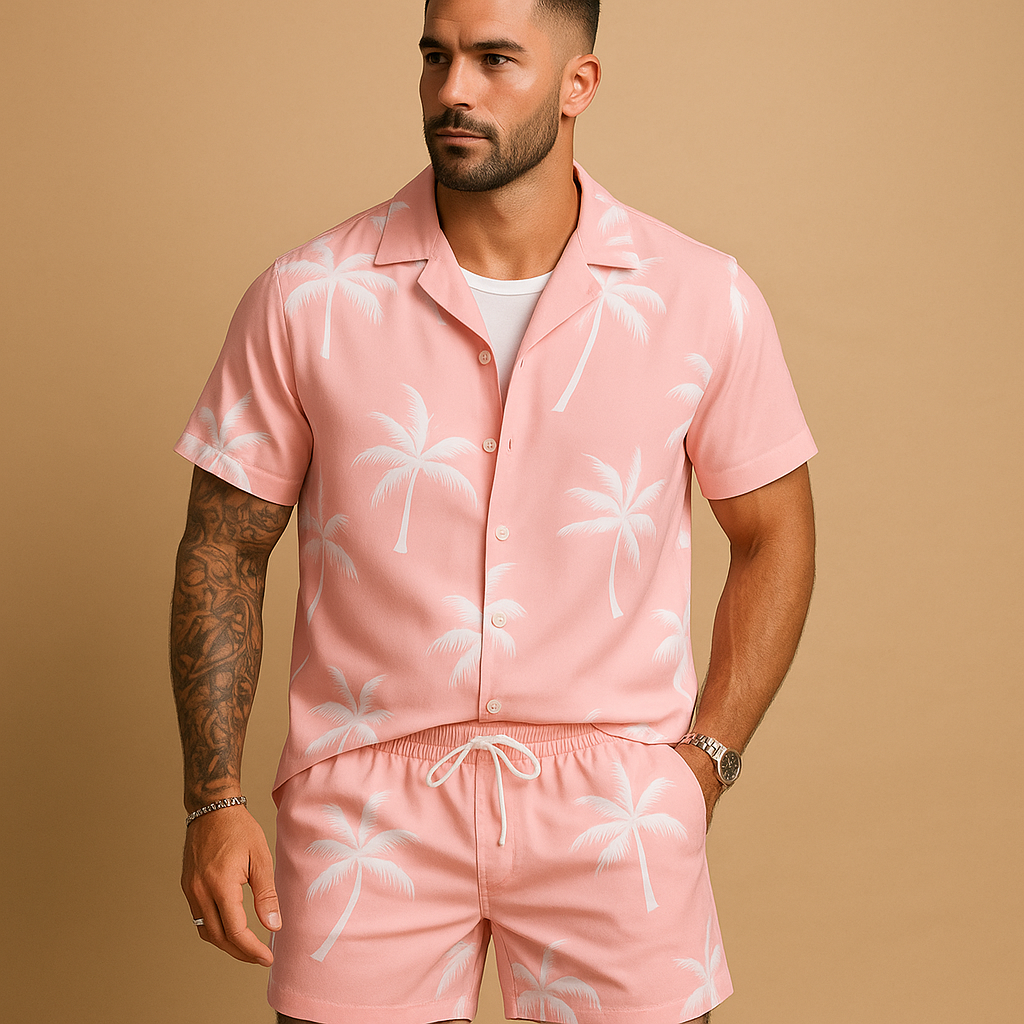 Tropisch zomersetje met palmbomenprint voor heren | Koen