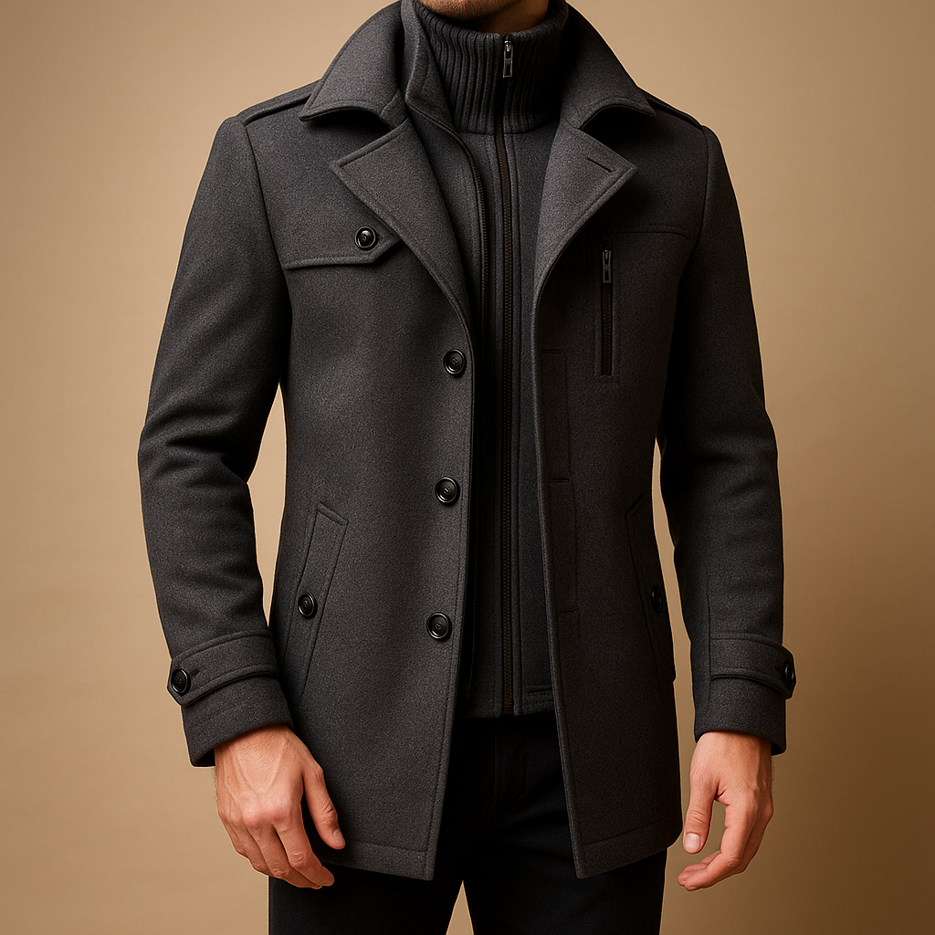 Tweedelige winterjas met slanke pasvorm voor heren | Olivier