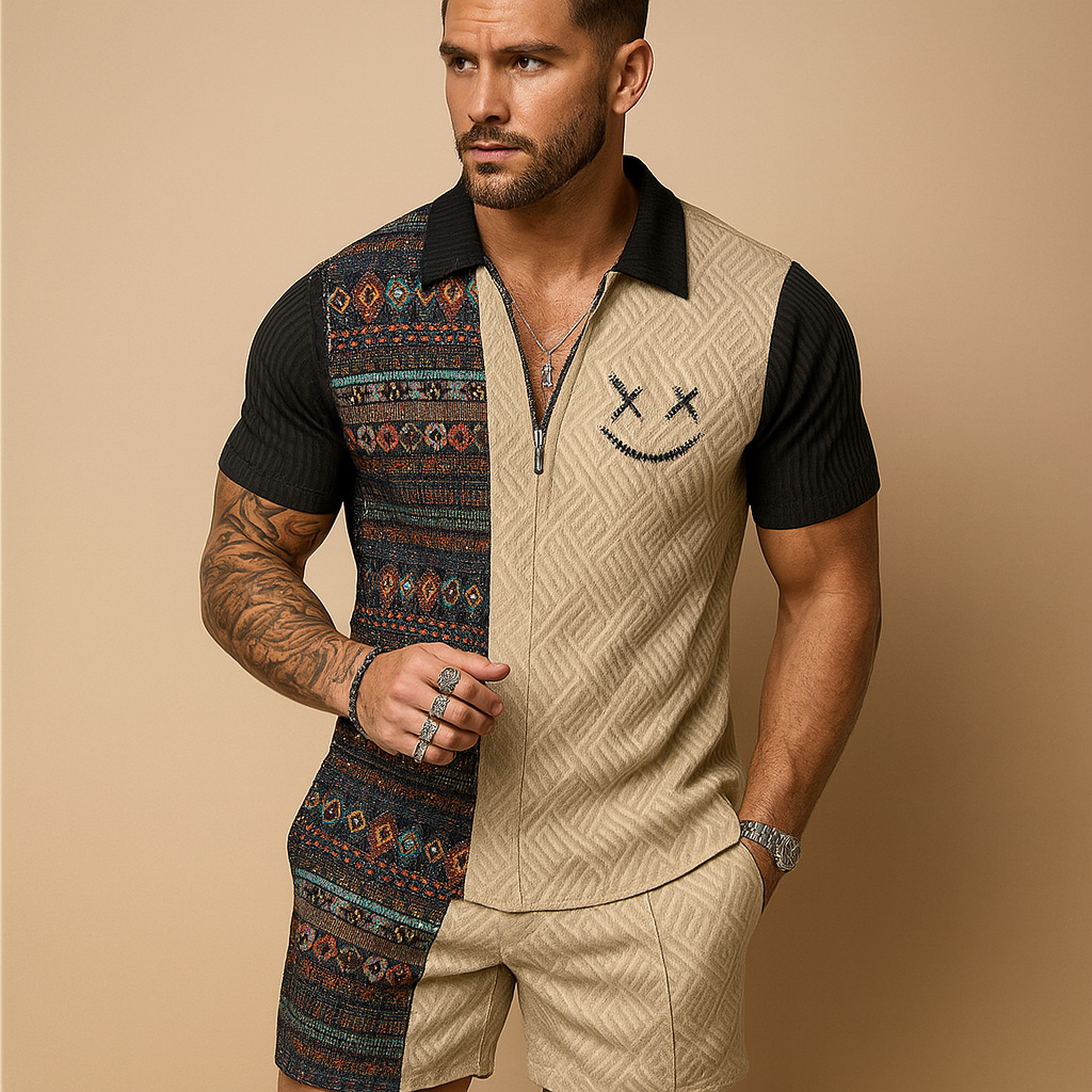 Tweedelige zomerset met polo en korte broek voor heren | Calvin