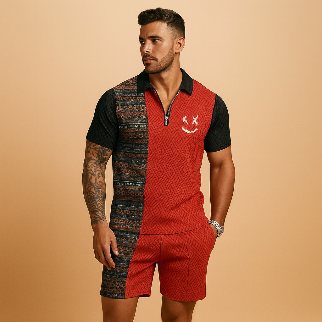 Tweedelige zomerset met polo en korte broek voor heren | Calvin