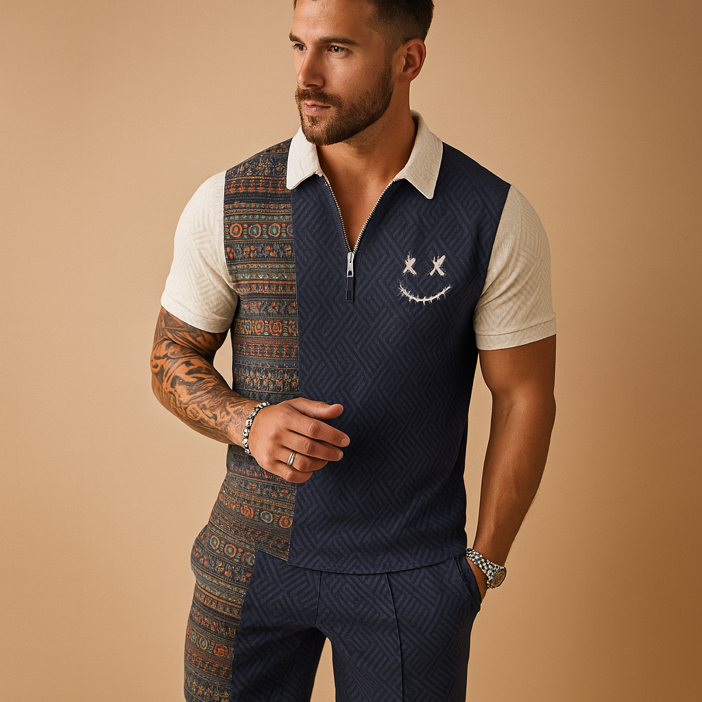 Tweedelige zomerset met polo en korte broek voor heren | Calvin