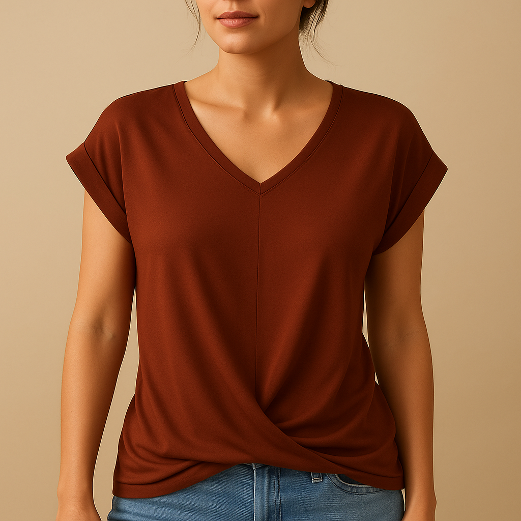 V-hals blouse met flatterende pasvorm voor dames | Joline