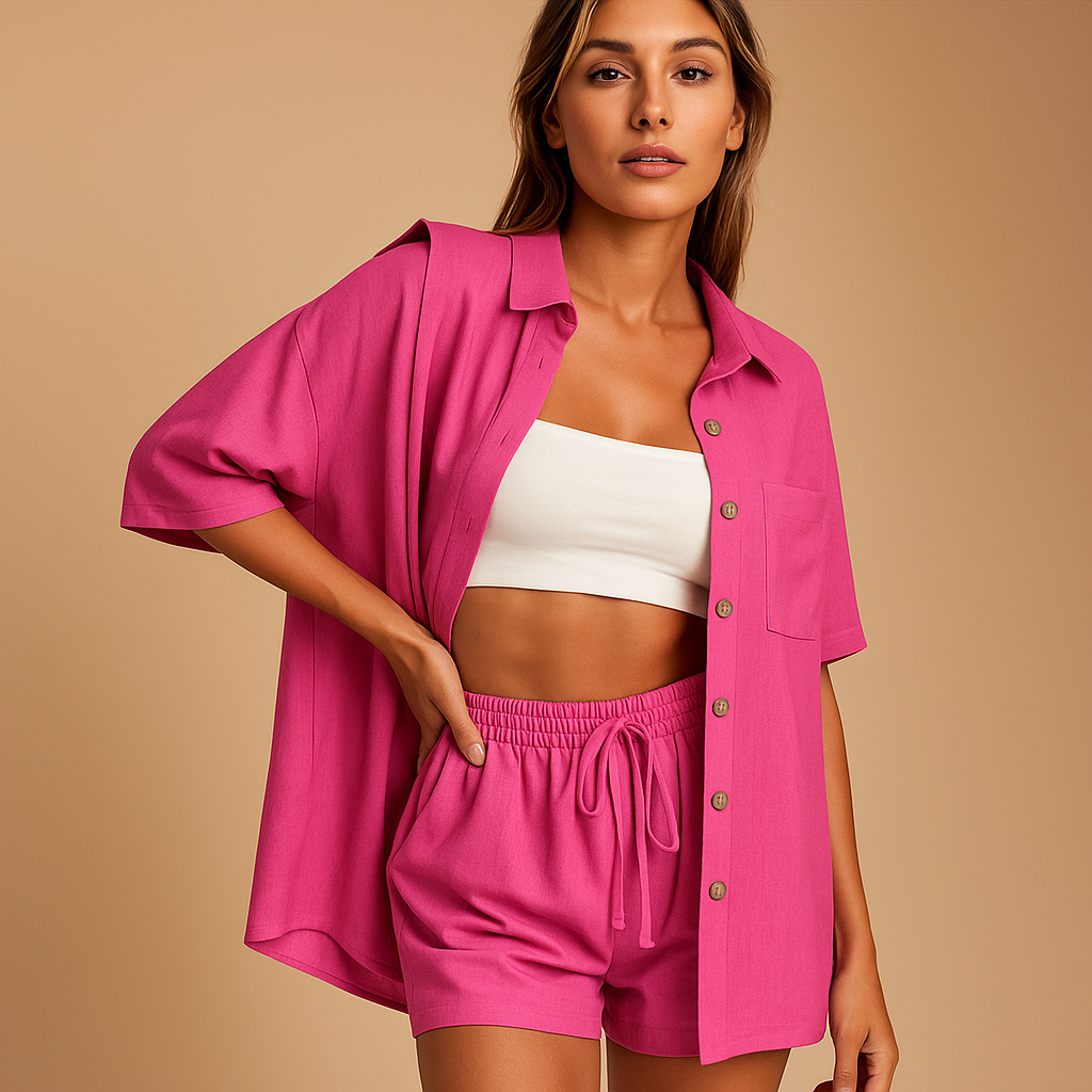 Zomerse lounge set met vest en short voor dames | Fenna