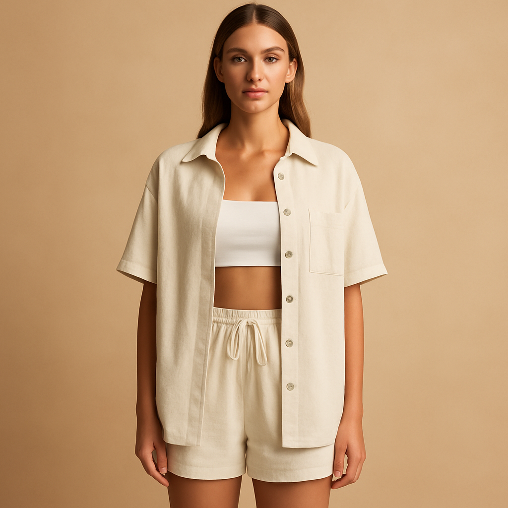 Zomerse lounge set met vest en short voor dames | Fenna