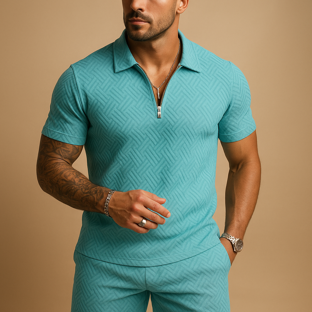 Zomers set met T-shirt en short met rits voor heren | Niels