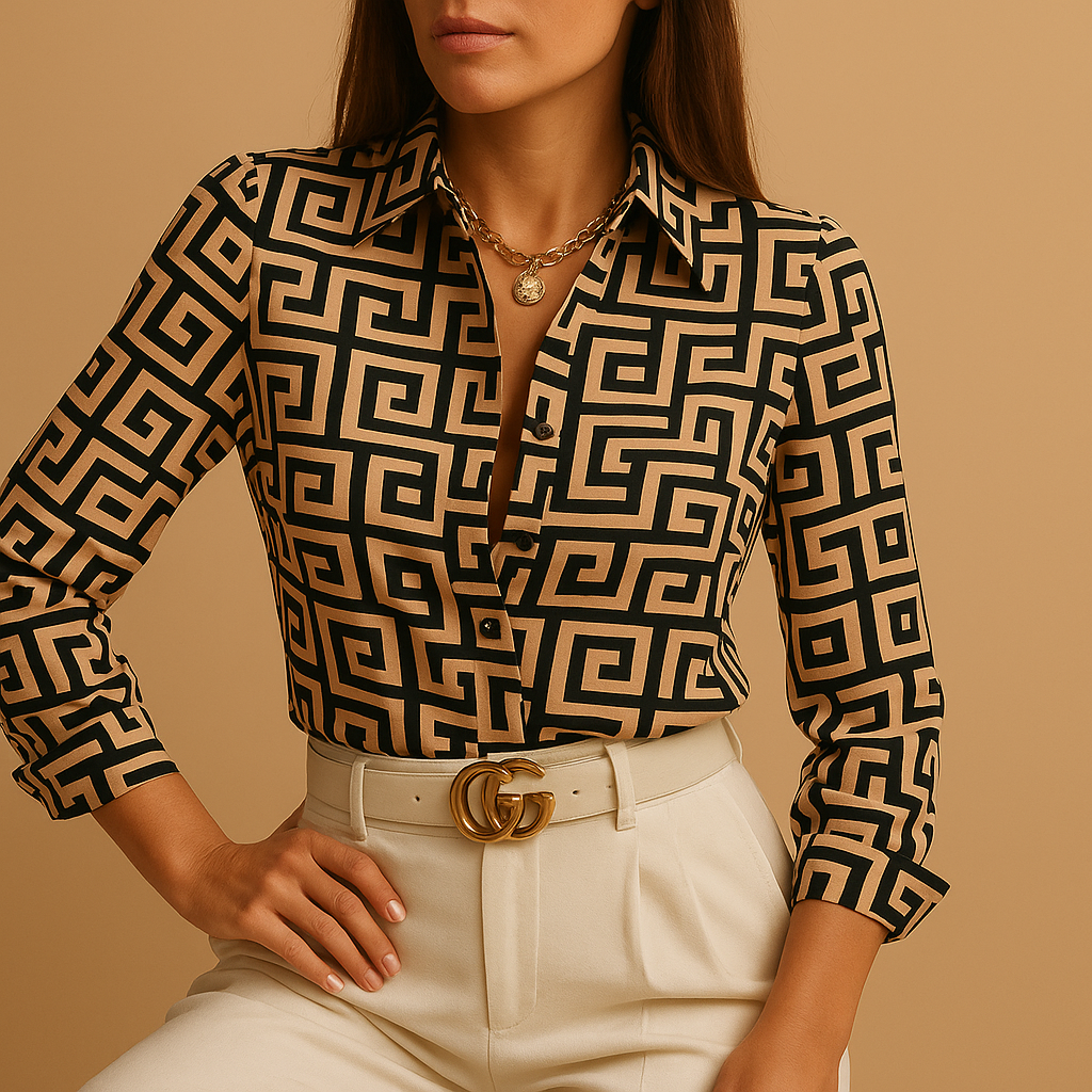 Blouse met kleurrijke print voor dames | Veerle