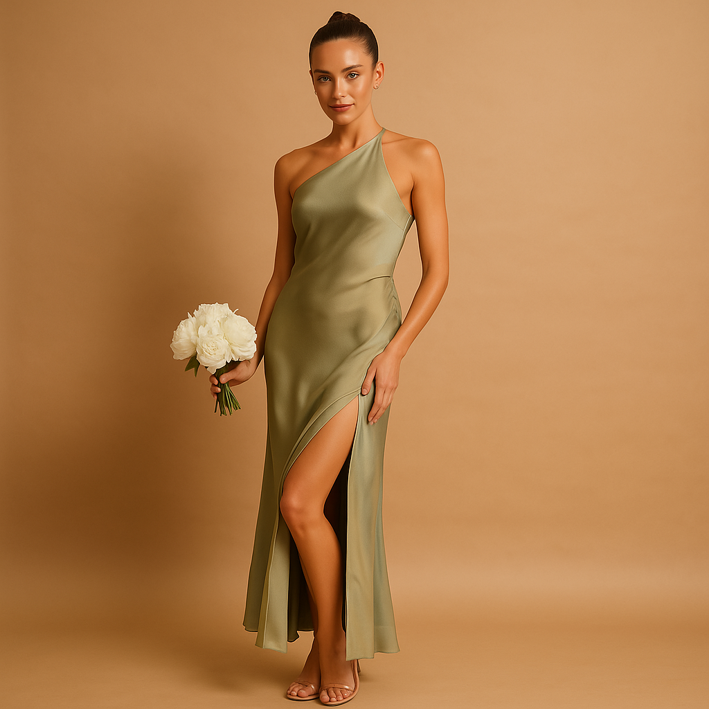 Asymmetrische avondjurk met split voor dames | Delphine