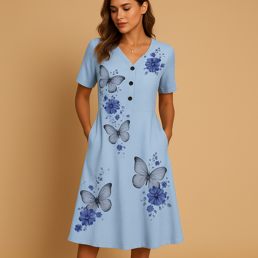 Bloemenjurk met luchtige pasvorm en vrouwelijk design voor dames | Livia