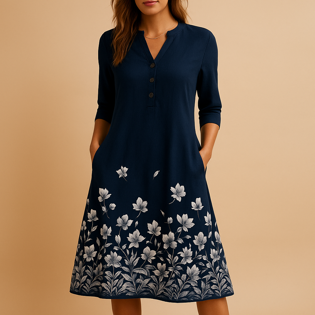 Bloemenjurk met luchtige pasvorm en vrouwelijk design voor dames | Livia