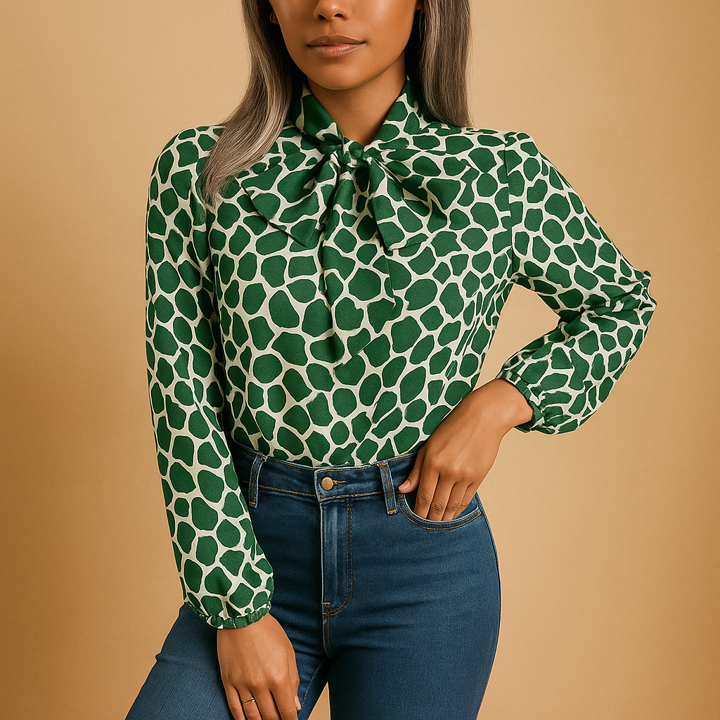 Fenna | Blouse met strikdetail en stippenpatroon voor dames