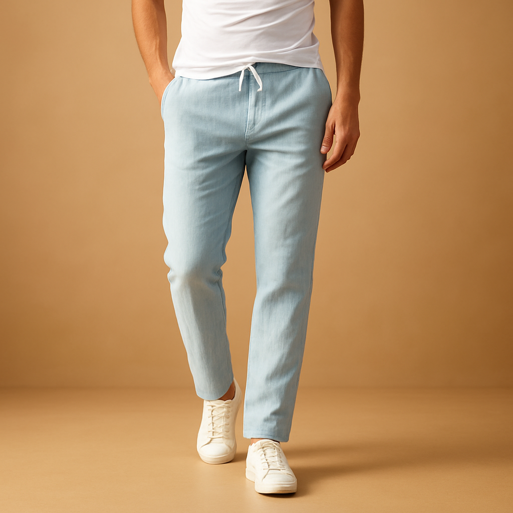 Casual katoenen broek met elastische tailleband voor heren | Jurre