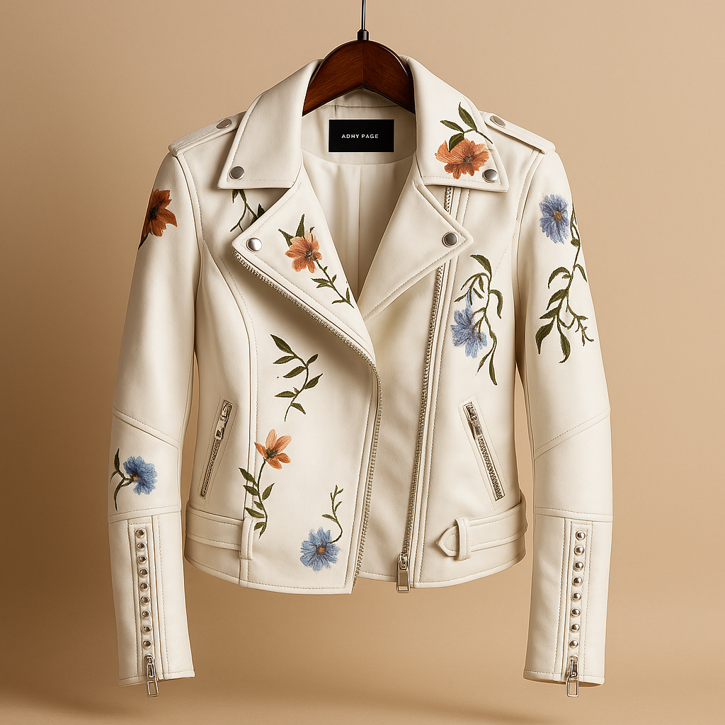 Getailleerd leren jack met ritszakken voor dames | Milou