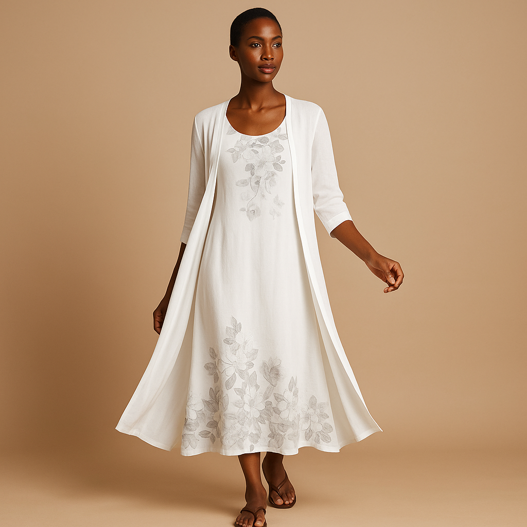 Lange jurk met blousejasje voor dames | Renée