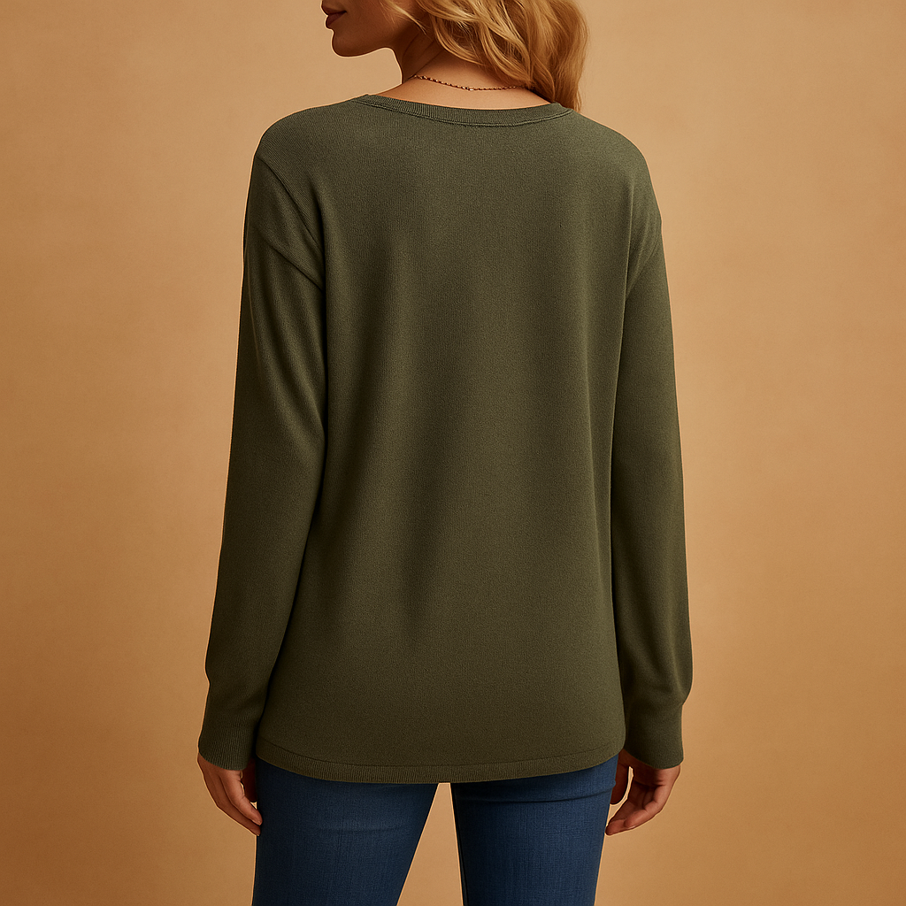 Jolien | Losvallende blouse met V-hals en knoopdetails voor dames