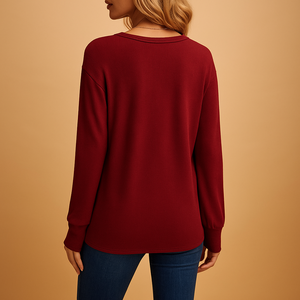 Jolien | Losvallende blouse met V-hals en knoopdetails voor dames