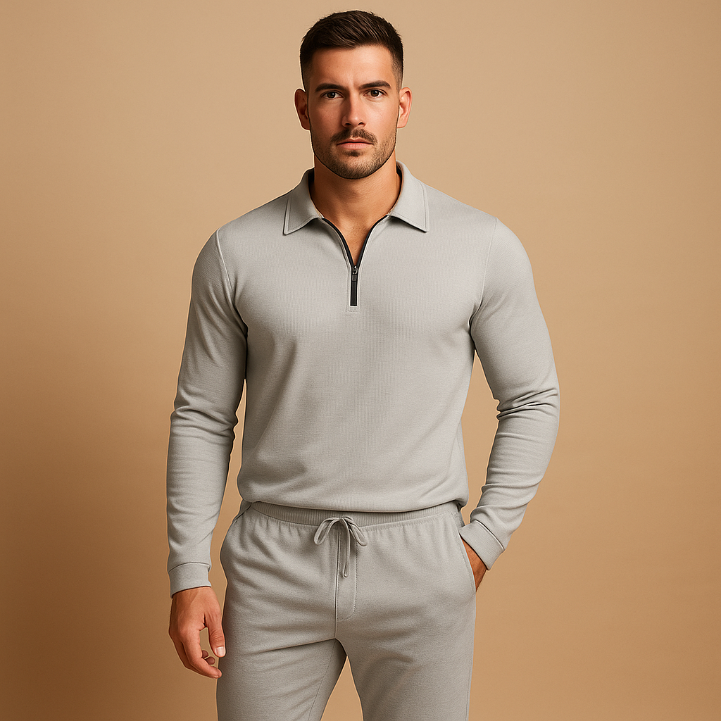 Moderne heren tracksuit met rits en tapered broek | Rens